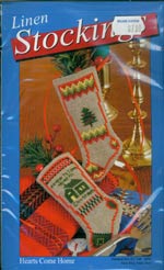 Linen Stocking Hearts Come Home Kit Cross Stitch