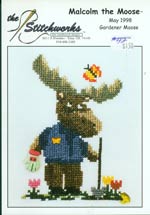 Malcolm the Moose - Gardener Moose Cross Stitch