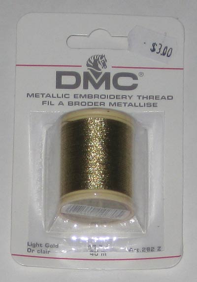 DMC Metallic Embroidery Thread: Light Gold Cross Stitch Thread