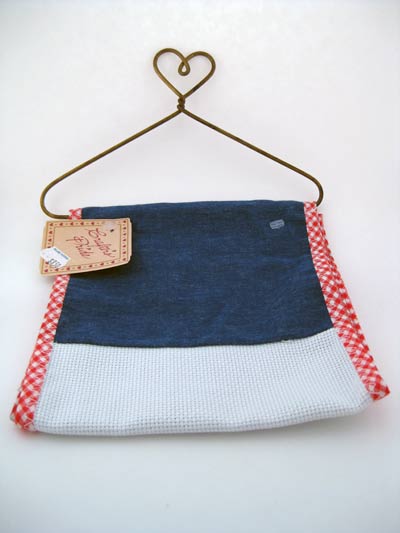Denim Stacker with Red Gingham Cross Stitch Stacker