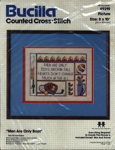 Men Are Only Boys kit by Bucilla Cross Stitch Kit