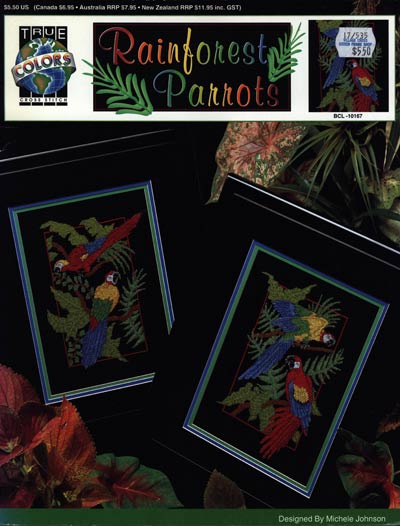 Rainforest Parrots Cross Stitch Leaflet