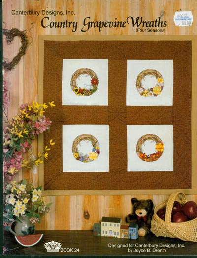 Country Grapevine Wreaths (Four Seasons) Cross Stitch Leaflet