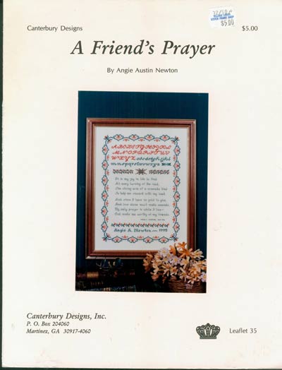 A Friend's Prayer Cross Stitch Leaflet