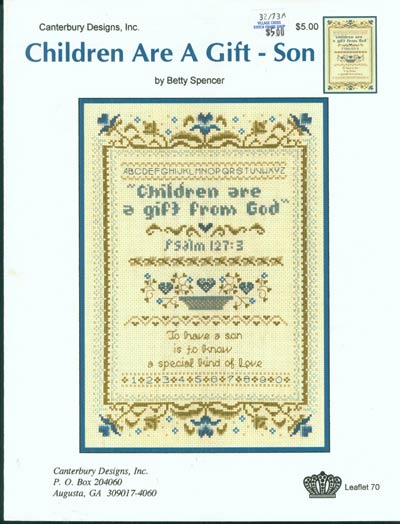 Children Are A Gift - Son Cross Stitch Leaflet