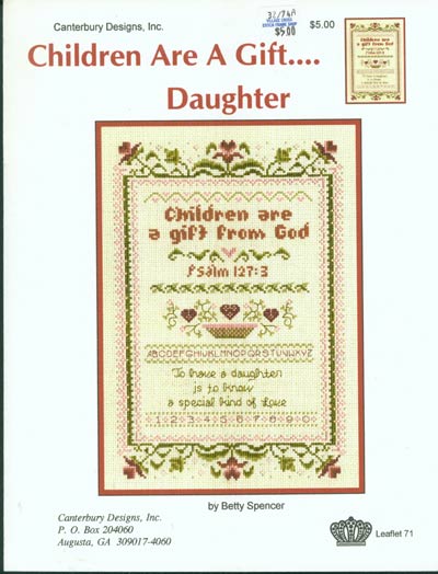 Children Are A Gift - Daughter Cross Stitch Leaflet