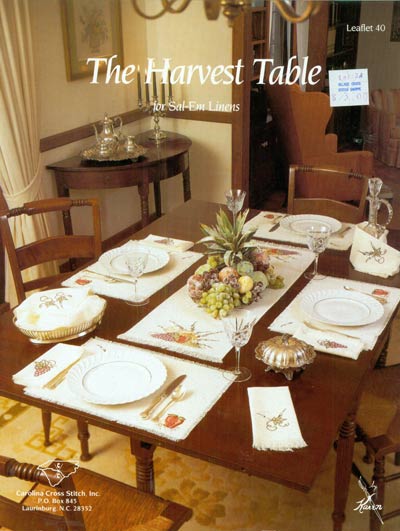 The Harvest Table for Sal-Em Linens Cross Stitch Leaflet