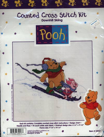 Pooh Downhill Skiing Kit Cross Stitch Kit