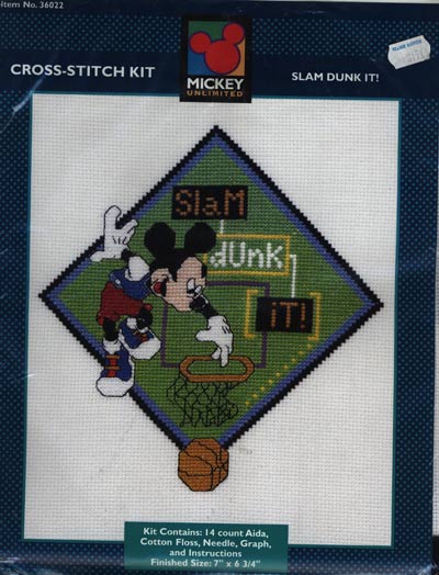 Mickey Slam Dunk It! kit by Just Cross Stitch Cross Stitch Kit