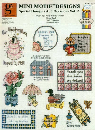 Mini Motif Designs - Special Thoughts and Occassions Vol. 2 Cross Stitch Leaflet