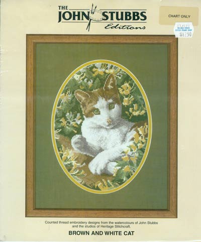 The John Stubbs Editions - Brown And White Cat Cross Stitch Leaflet