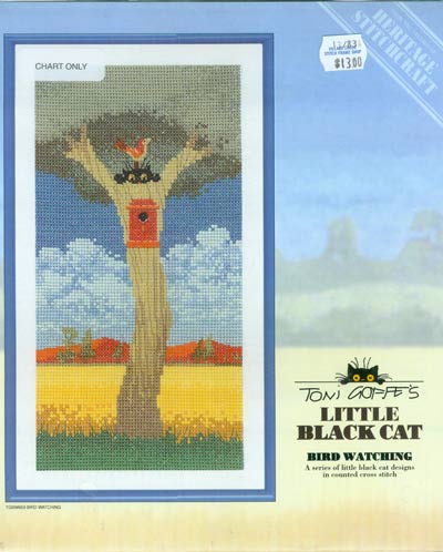 Toni Goffe's Little Black Cat - Bird Watching Cross Stitch Leaflet