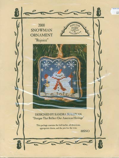 2000 Snowman Ornament Rejoice Cross Stitch Leaflet