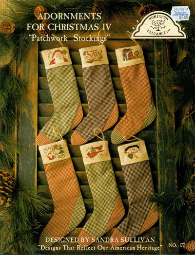 Adornments For Christmas lV Patchwork Stockings Cross Stitch Leaflet