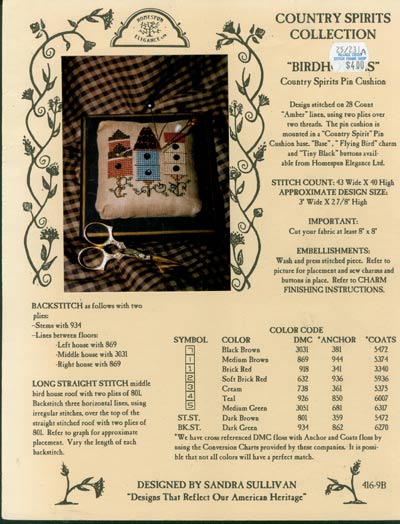 Country Spirits Collection, Birdhouses Cross Stitch Leaflet
