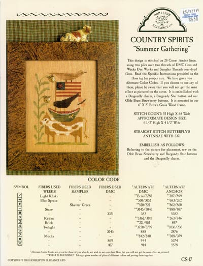 Country Spirits Summer Gathering Cross Stitch Leaflet