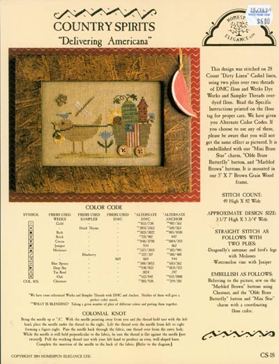 Country Spirits Delivering Americana Cross Stitch Leaflet