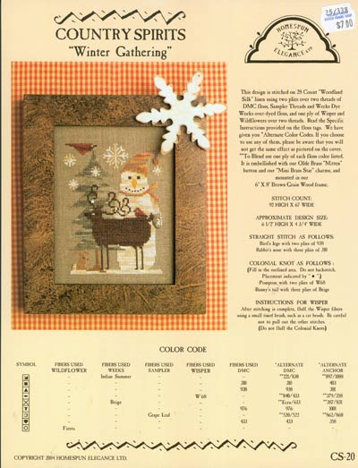 Country Spirits Winter Gathering Cross Stitch Leaflet