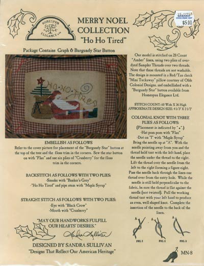Merry Noel Collection Ho Ho Tired Cross Stitch Leaflet