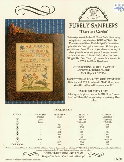 There Is a Garden Cross Stitch Leaflet