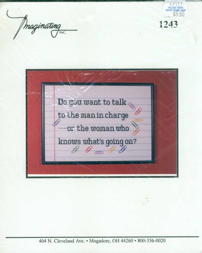 Man In Charge Cross Stitch Leaflet