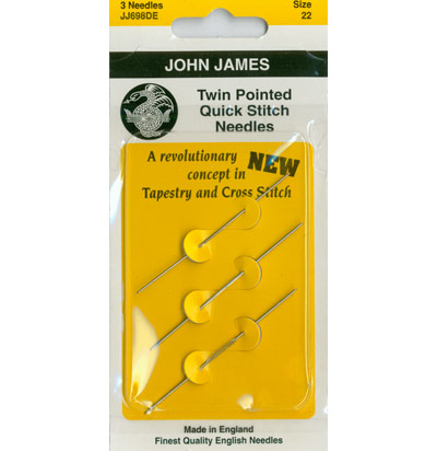 John James Twin Point Quick Stitch size 22 needles Cross Stitch Notions