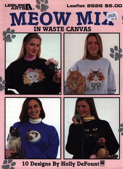 Meow Mix in Waste Canvas Cross Stitch Leaflet