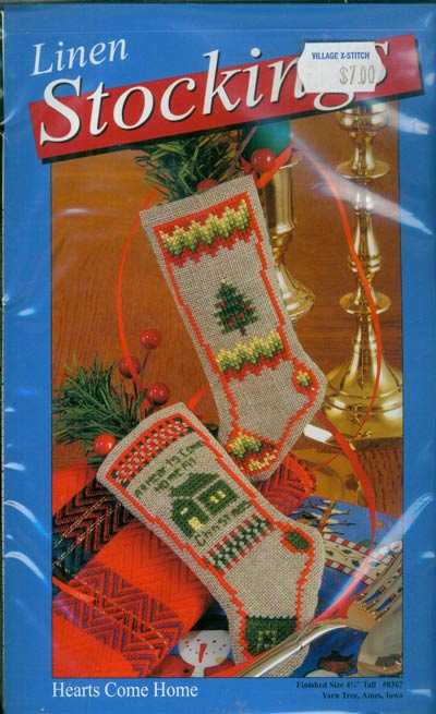 Linen Stocking Hearts Come Home Kit Cross Stitch Kit