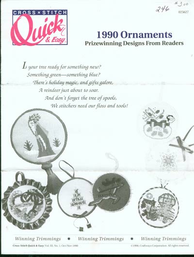 1990 Ornaments - Prizewinning Designs From Readers Cross Stitch Leaflet
