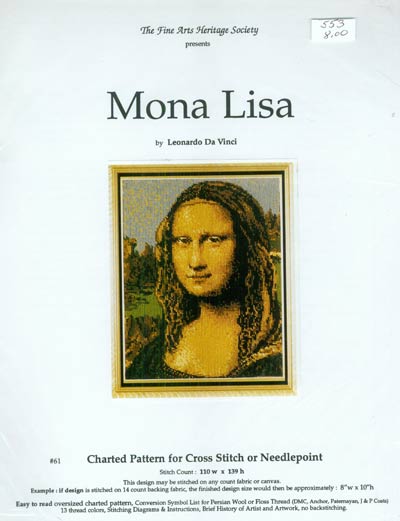 Mona Lisa by Leonardo Da Vinci Cross Stitch Leaflet