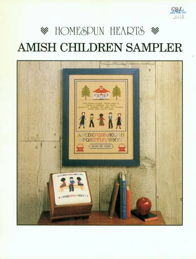 Amish Children Sampler - Homespun Hearts Cross Stitch Leaflet