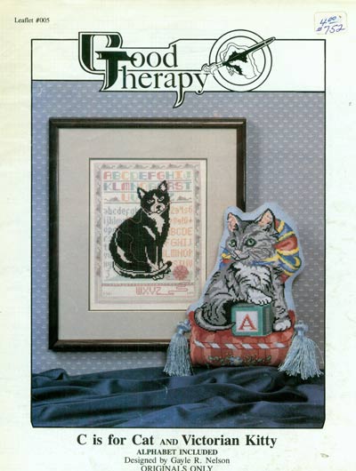 C is for Cat and Victorian Kitty Cross Stitch Leaflet