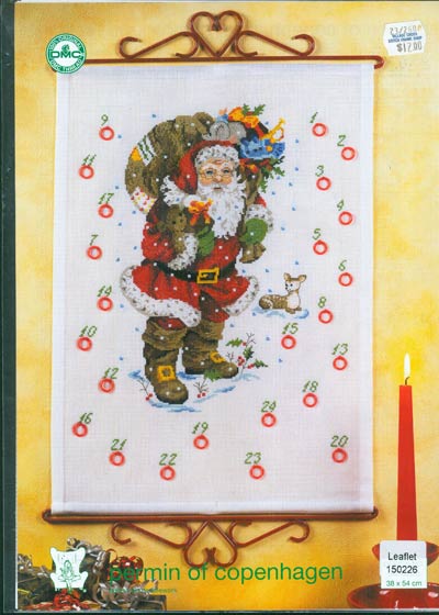 Advent Santa With Gifts Cross Stitch Leaflet