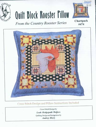 Quilt Block Rooster Pillow Cross Stitch Leaflet