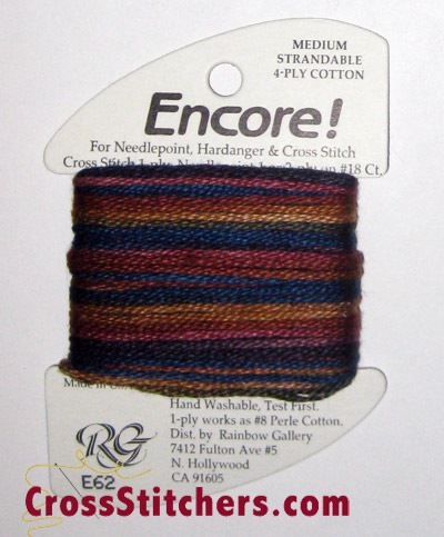 Rainbow Gallery Encore! E62 Blues and Golds Cross Stitch Thread