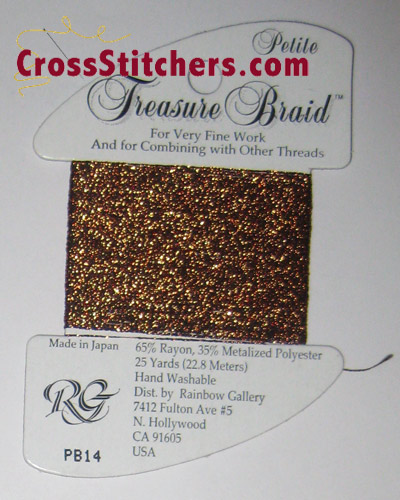 Rainbow Gallery Treasure Braid Petite PB14 Bronze Cross Stitch Thread