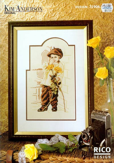 Design 71904 Boy With Yellow Roses Cross Stitch Leaflet