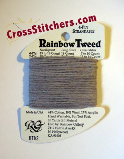 Rainbow Gallery Rainbow Tweed RT02 Medium Shell Gray Cross Stitch Thread
