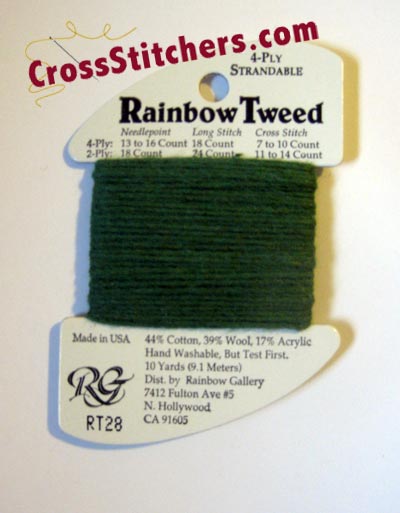 Rainbow Gallery Rainbow Tweed RT28 Dark Green Cross Stitch Thread