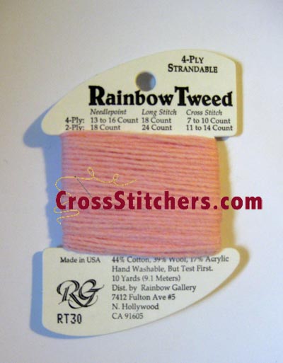 Rainbow Gallery Rainbow Tweed RT30 Baby Pink Cross Stitch Thread