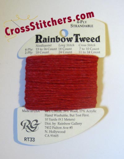 Rainbow Gallery Rainbow Tweed RT33 Dark Christmas Red Cross Stitch Thread