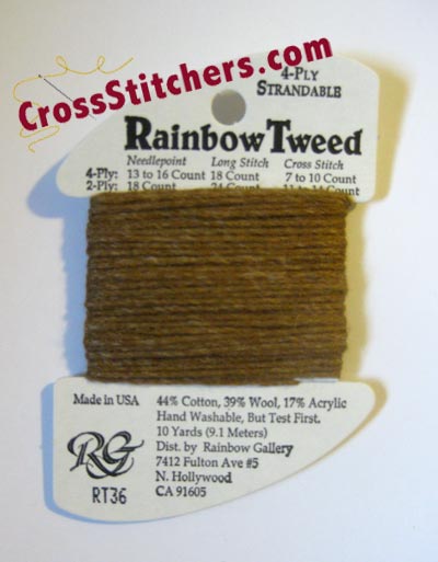 Rainbow Gallery Rainbow Tweed RT36 Dark Tan Cross Stitch Thread