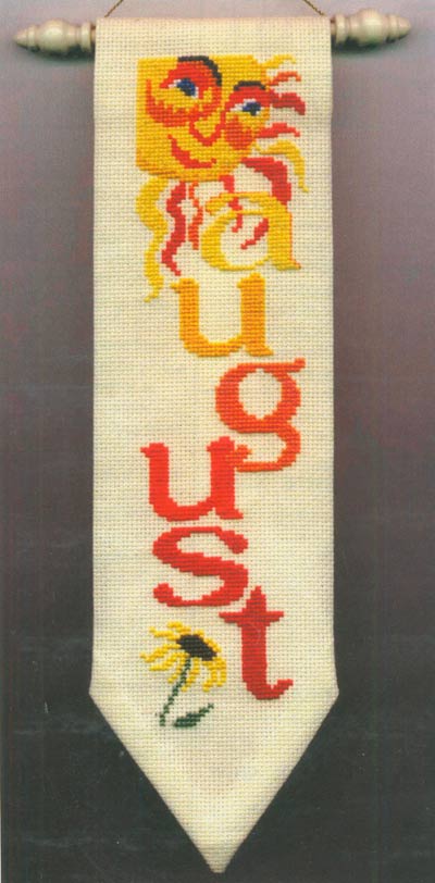 August Banner Cross Stitch Leaflet
