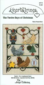 The Twelve Days of Christmas - Three French Hens Cross Stitch