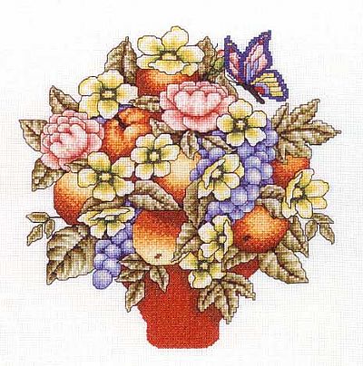 Floral with Fruit Cross Stitch