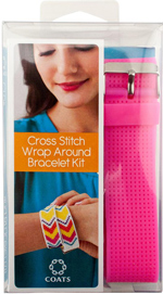 Cross Stitch Wrap Around Bracelet Kit - Neon Pink Cross Stitch