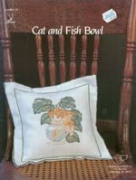 Cat and Fish Bowl, Poodle and Tulips Cross Stitch