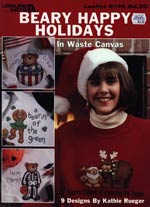 Beary Happy Holidays In Waste Canvas Cross Stitch