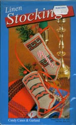 Linen Stocking Candy Canes and Garland Kit Cross Stitch