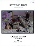 Planted Hearts Needle Roll and Scissors Fob Cross Stitch